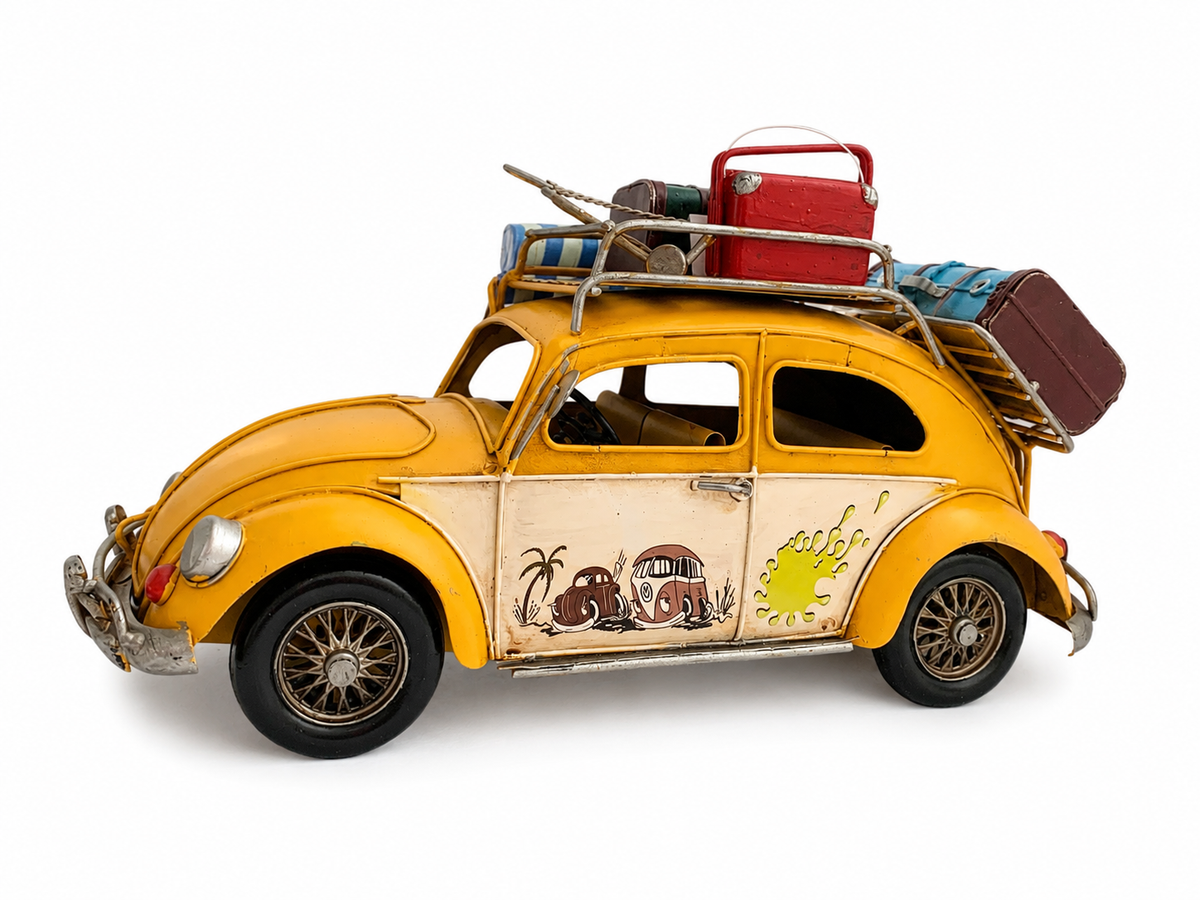 Vintage Beach Cruiser Metal Car Model With Fold-Out Awning