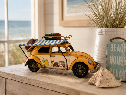 Vintage Beach Cruiser Metal Car Model With Fold-Out Awning