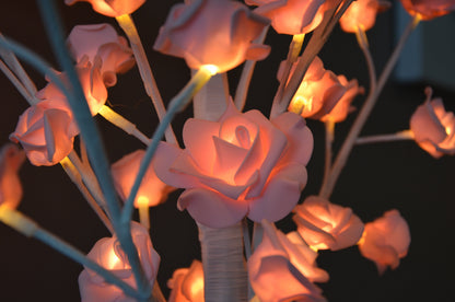 Pre-Lit Pink Rose Lighted Tree