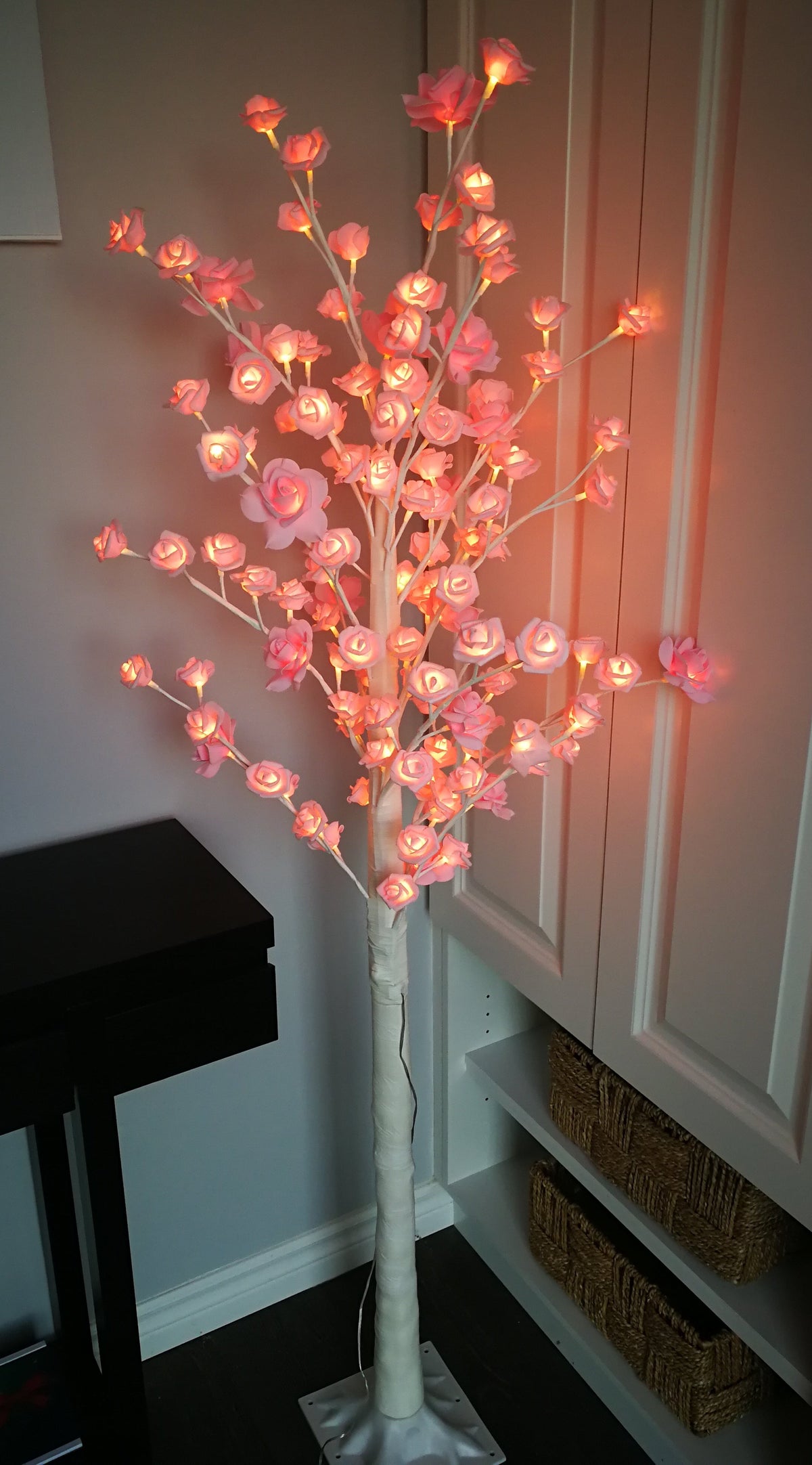 Pre-Lit Pink Rose Lighted Tree