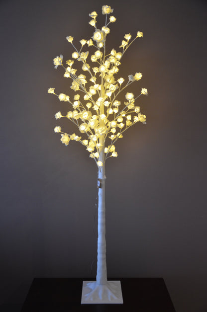 Pre-Lit  White Rose Lighted Tree