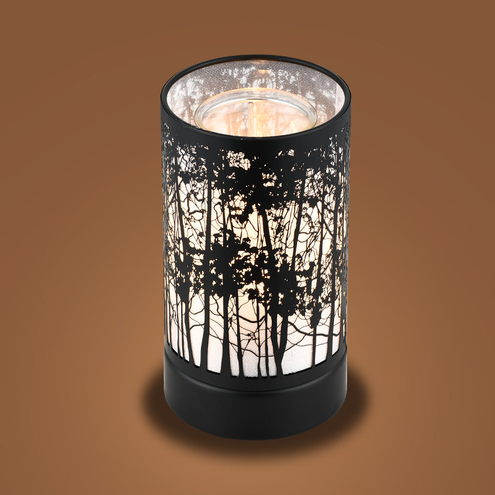 7" Touch Lamp/Oil Burner/Wax Warmer-Black Morning Trees