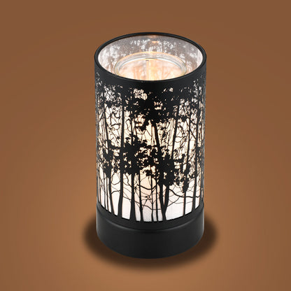 7" Touch Lamp/Oil Burner/Wax Warmer-Black Morning Trees