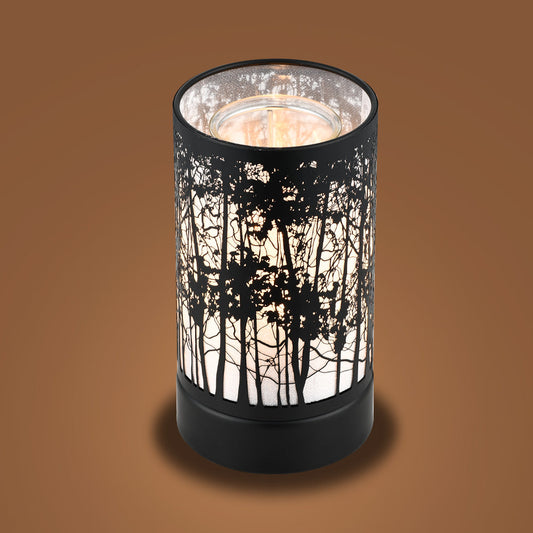 7" Touch Lamp/Oil Burner/Wax Warmer-Black Morning Trees
