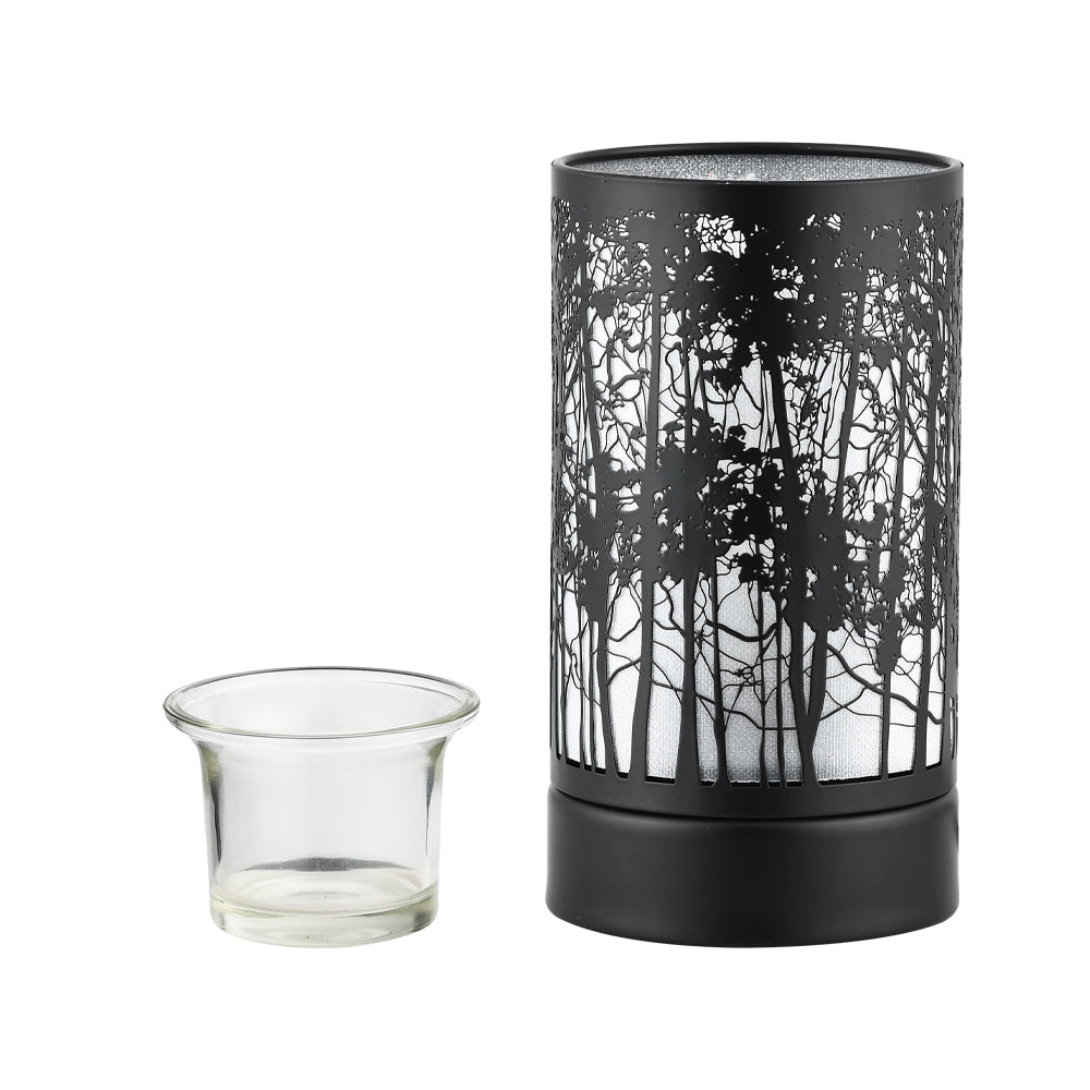 7" Touch Lamp/Oil Burner/Wax Warmer-Black Morning Trees