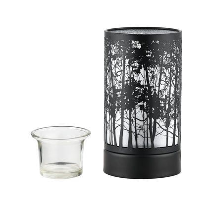 7" Touch Lamp/Oil Burner/Wax Warmer-Black Morning Trees
