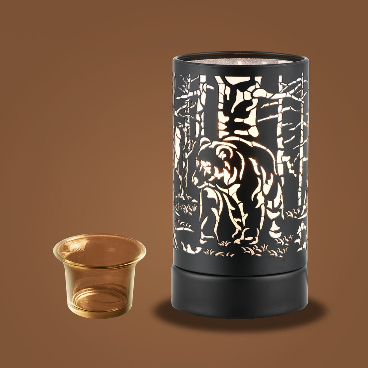 7" Touch Lamp/Oil Burner/Wax Warmer-Black Bear Family
