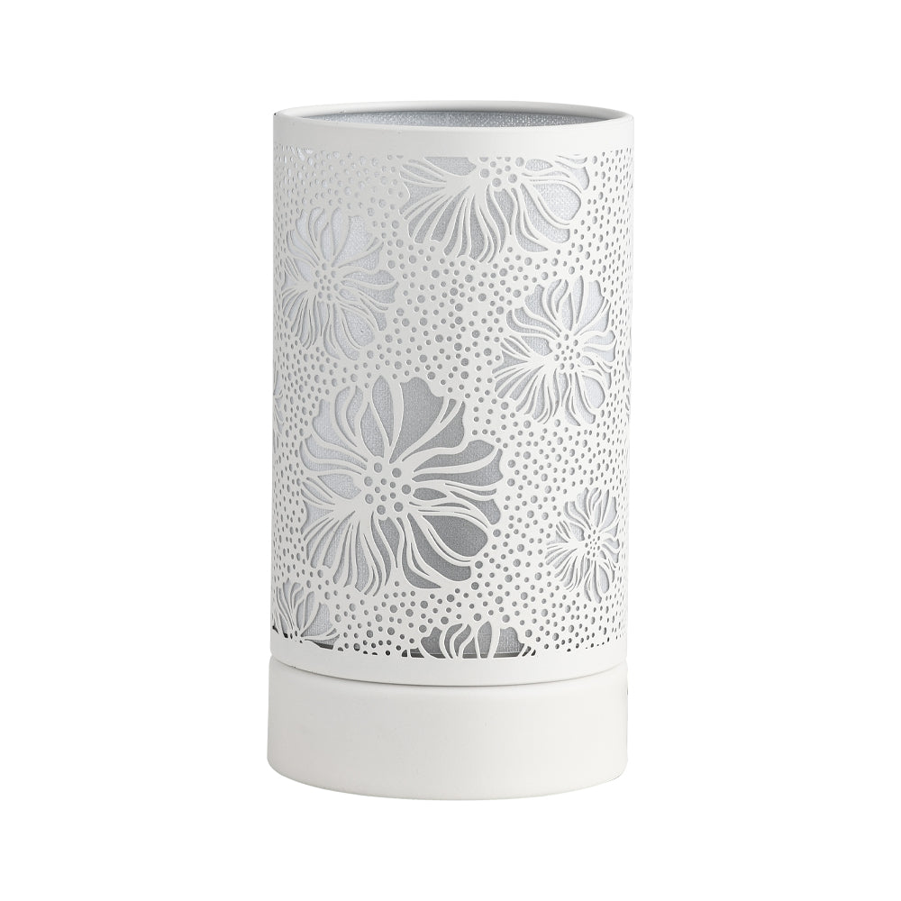 7" Touch Lamp/Oil Burner/Wax Warmer-White Flower