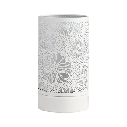 7" Touch Lamp/Oil Burner/Wax Warmer-White Flower