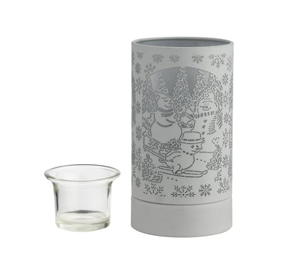 7" Touch Lamp/Oil Burner/Wax Warmer-White Snowman Family