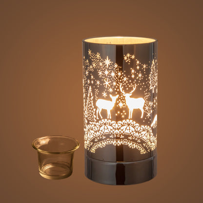 7" Touch Lamp-Fragrance Wax Melts Warmer -Electric Candle Essential Oil Burner-Metal Table Decor - Silver Wildlife