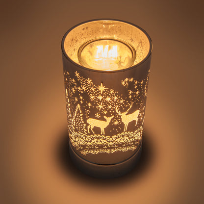 7" Touch Lamp-Fragrance Wax Melts Warmer -Electric Candle Essential Oil Burner-Metal Table Decor - Silver Wildlife