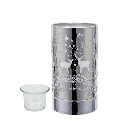 7" Touch Lamp-Fragrance Wax Melts Warmer -Electric Candle Essential Oil Burner-Metal Table Decor - Silver Wildlife