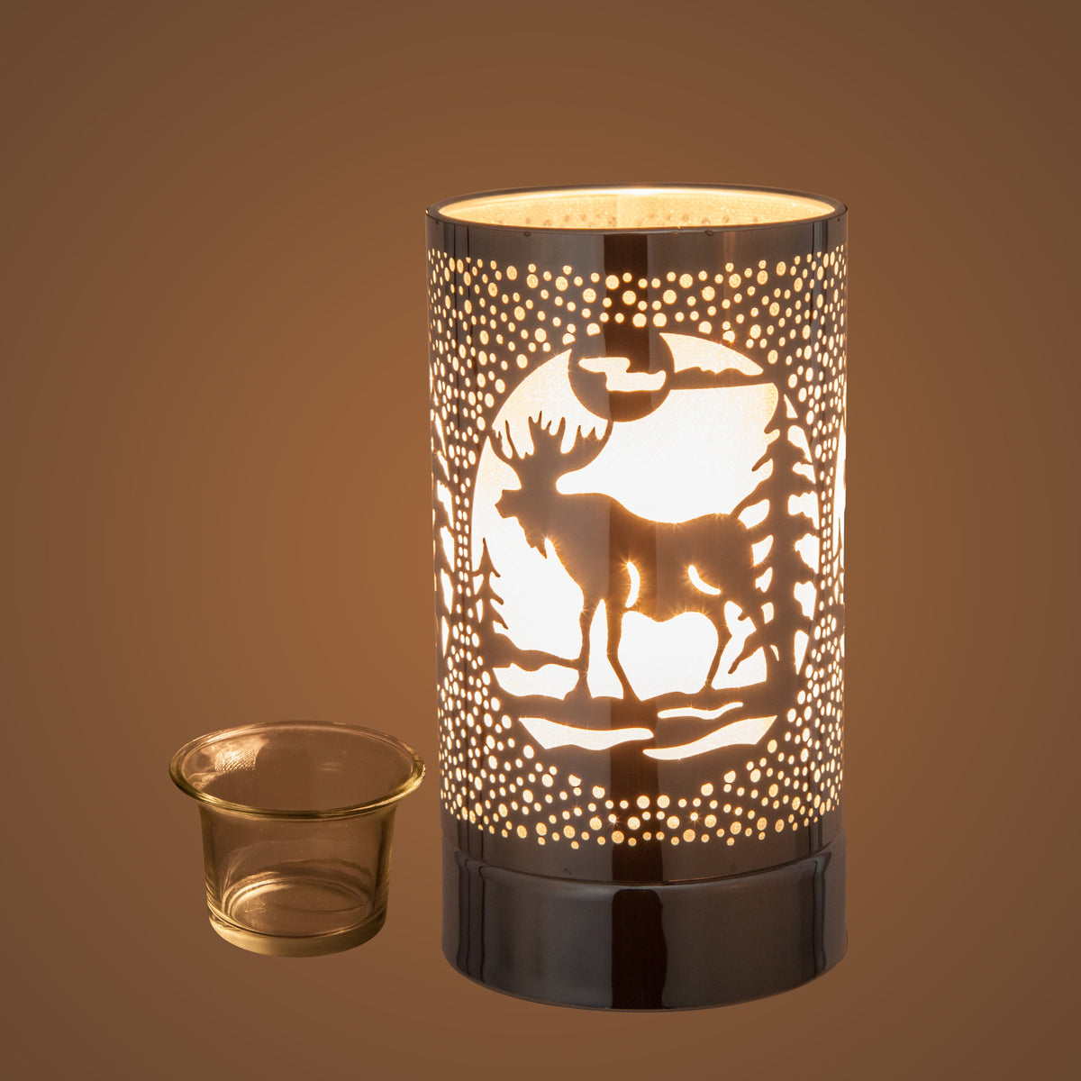 7" Touch Lamp-Fragrance Wax Melts Warmer -Electric Candle Essential Oil Burner-Metal Table Decor -Silver Moose