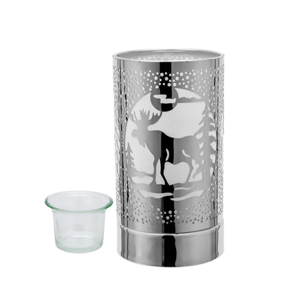 7" Touch Lamp-Fragrance Wax Melts Warmer -Electric Candle Essential Oil Burner-Metal Table Decor -Silver Moose