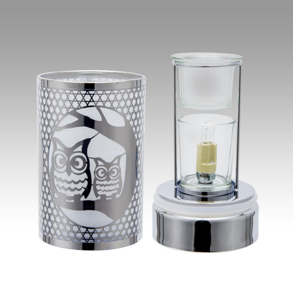 7" Touch Lamp-Fragrance Wax Melts Warmer -Electric Candle Essential Oil Burner-Metal Table Decor - Silver Loving Owls