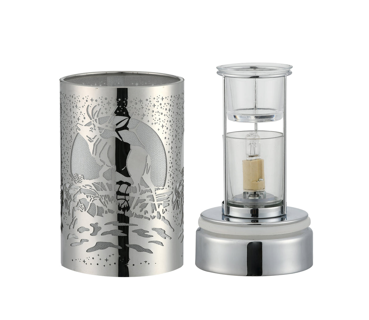 7" Touch Lamp/Oil Burner/Wax Warmer- Silver Elk