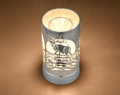 7" Touch Lamp/Oil Burner/Wax Warmer- Silver Elk