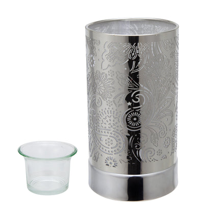 7" Touch Lamp/Oil Burner/Wax Warmer-Silver Secret Garden