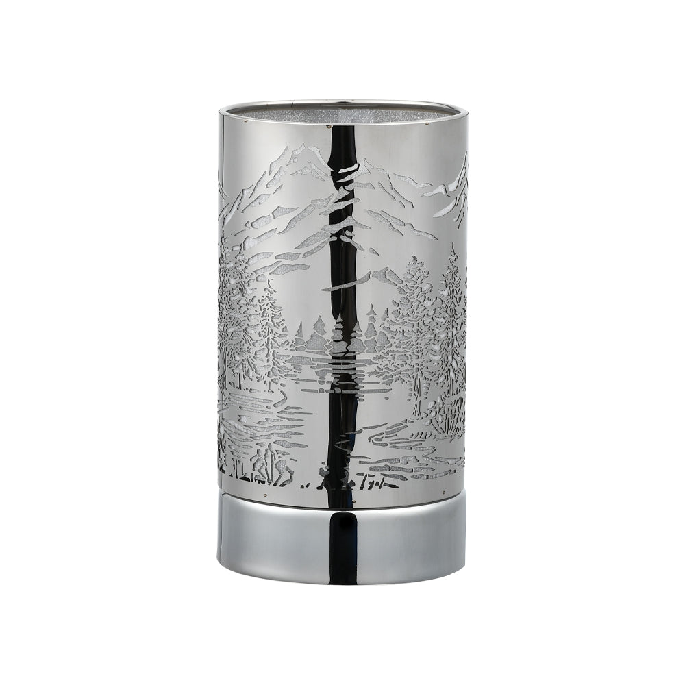 7" Touch Lamp/Oil Burner/Wax Warmer-Silver Mountain Scene