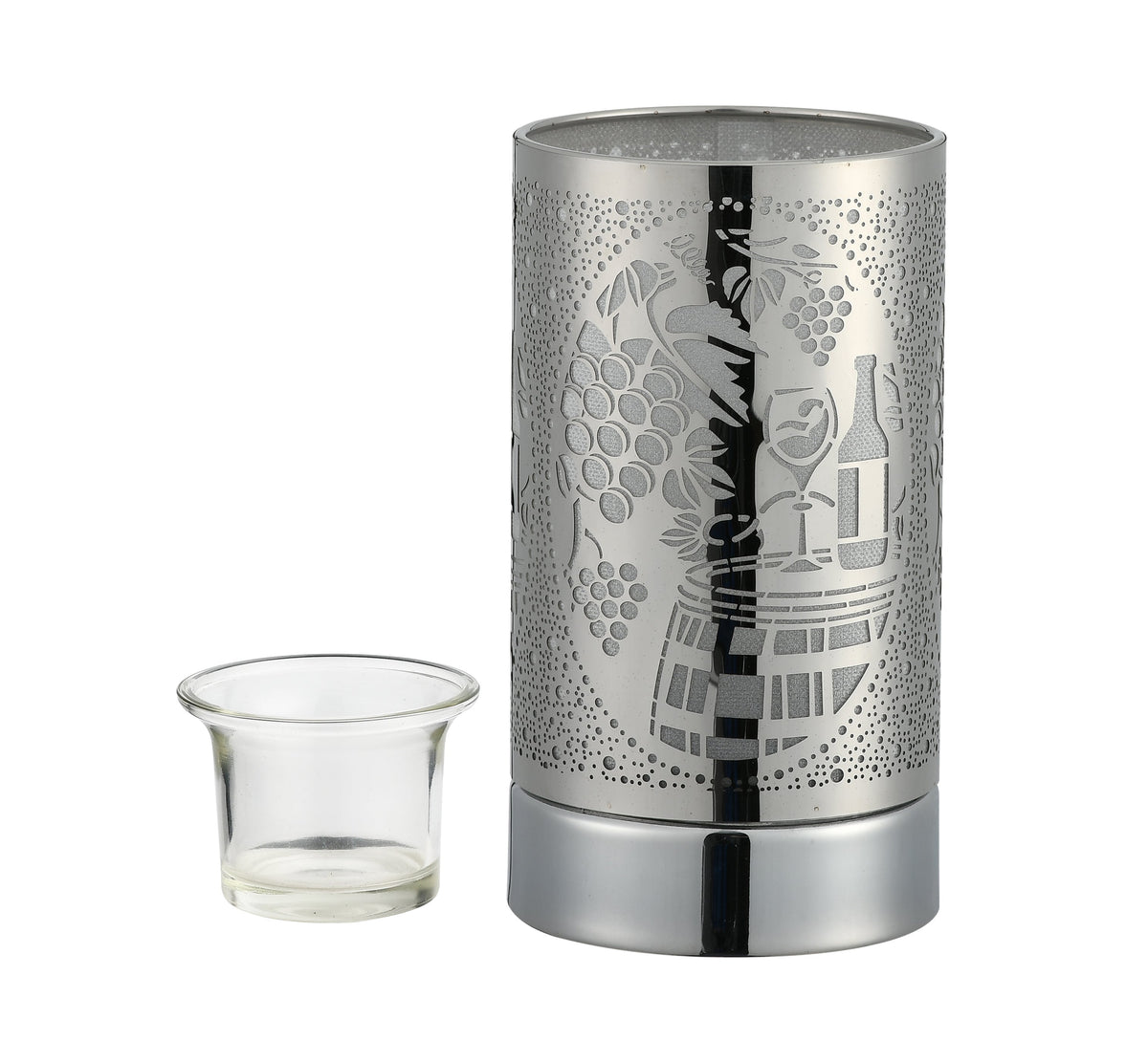 7" Touch Lamp/Oil Burner/Wax Warmer-Silver Wine Time