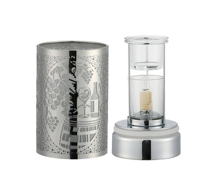 7" Touch Lamp/Oil Burner/Wax Warmer-Silver Wine Time