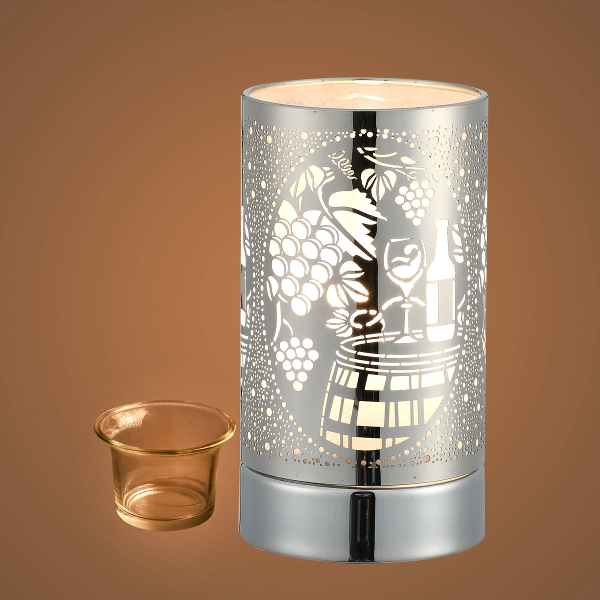 7" Touch Lamp/Oil Burner/Wax Warmer-Silver Wine Time