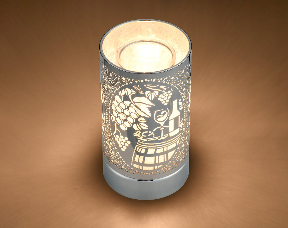 7" Touch Lamp/Oil Burner/Wax Warmer-Silver Wine Time