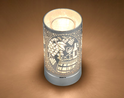 7" Touch Lamp/Oil Burner/Wax Warmer-Silver Wine Time