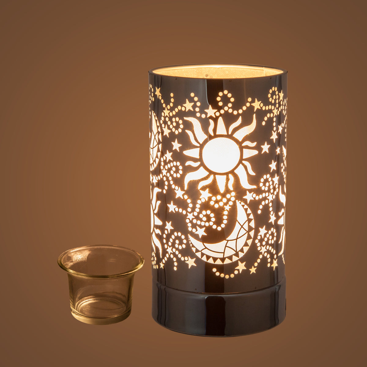 Touch Lamp-Fragrance Wax Melts Warmer -Electric Candle Essential Oil Burner-Metal  Silver Galaxy Table Decor
