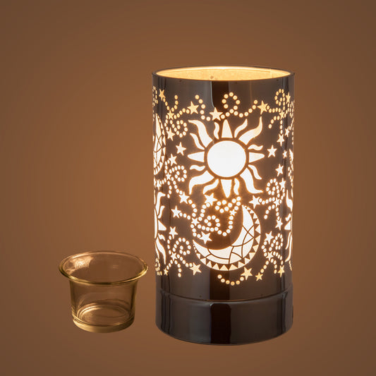 Touch Lamp-Fragrance Wax Melts Warmer -Electric Candle Essential Oil Burner-Metal  Silver Galaxy Table Decor