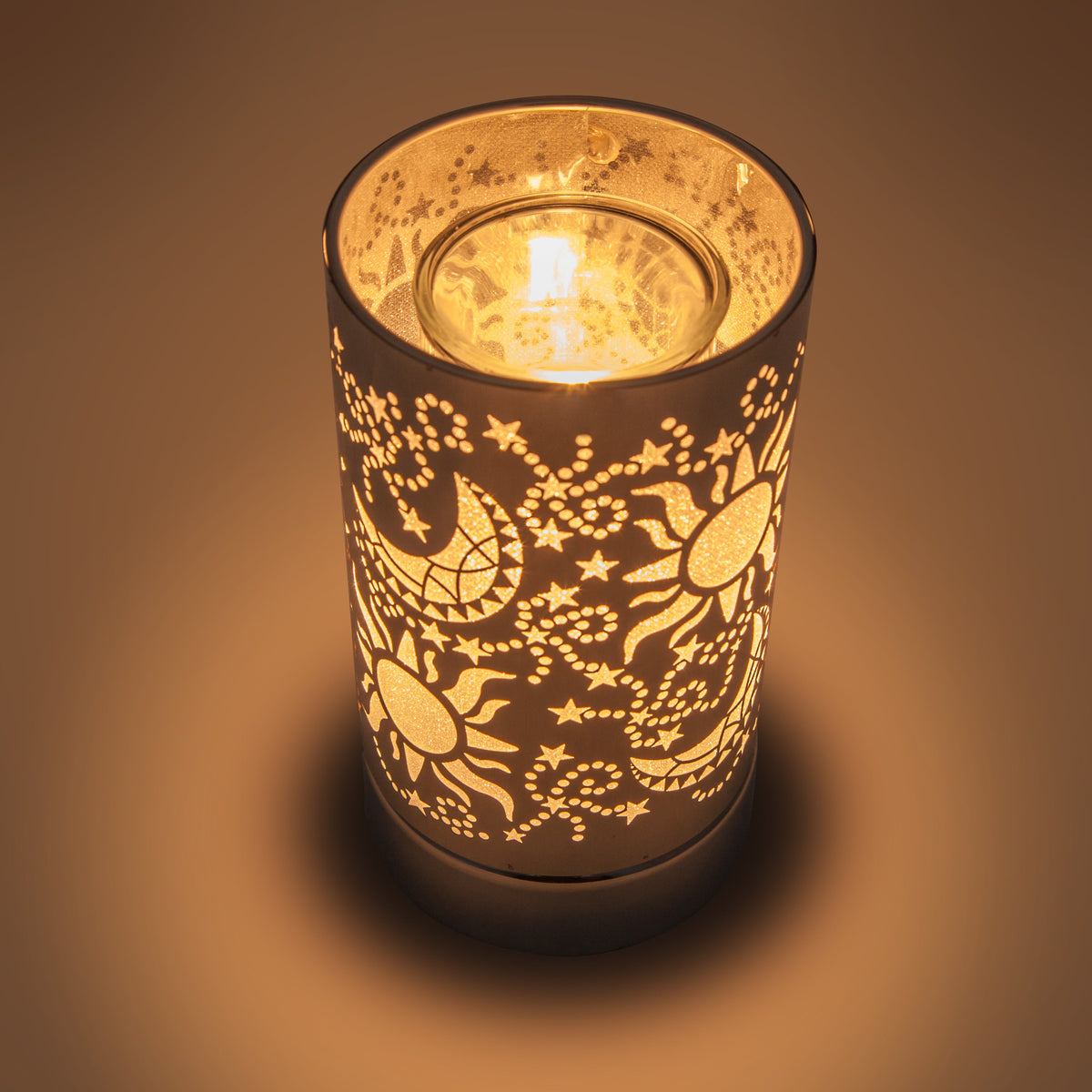 Touch Lamp-Fragrance Wax Melts Warmer -Electric Candle Essential Oil Burner-Metal  Silver Galaxy Table Decor