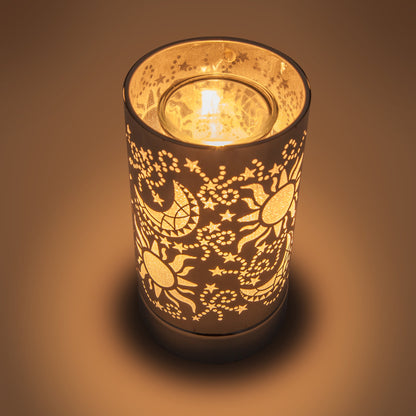 Touch Lamp-Fragrance Wax Melts Warmer -Electric Candle Essential Oil Burner-Metal  Silver Galaxy Table Decor