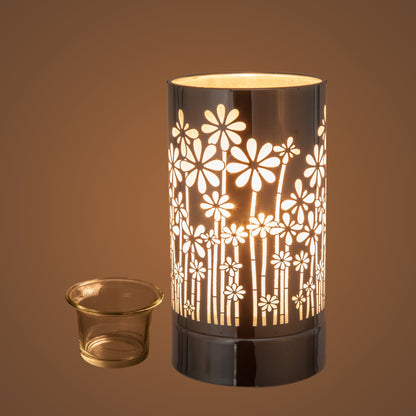 7" Touch Lamp-Fragrance Wax Melts Warmer -Electric Candle Essential Oil Burner-Metal Silver GardenTable Decor