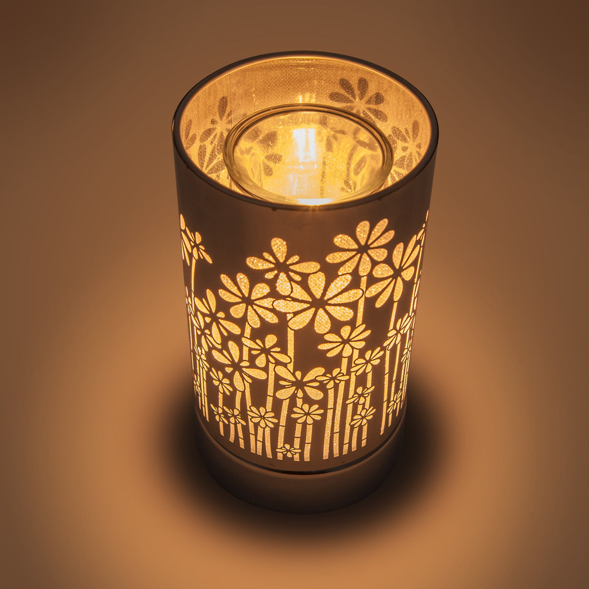 7" Touch Lamp-Fragrance Wax Melts Warmer -Electric Candle Essential Oil Burner-Metal Silver GardenTable Decor