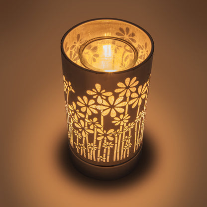 7" Touch Lamp-Fragrance Wax Melts Warmer -Electric Candle Essential Oil Burner-Metal Silver GardenTable Decor
