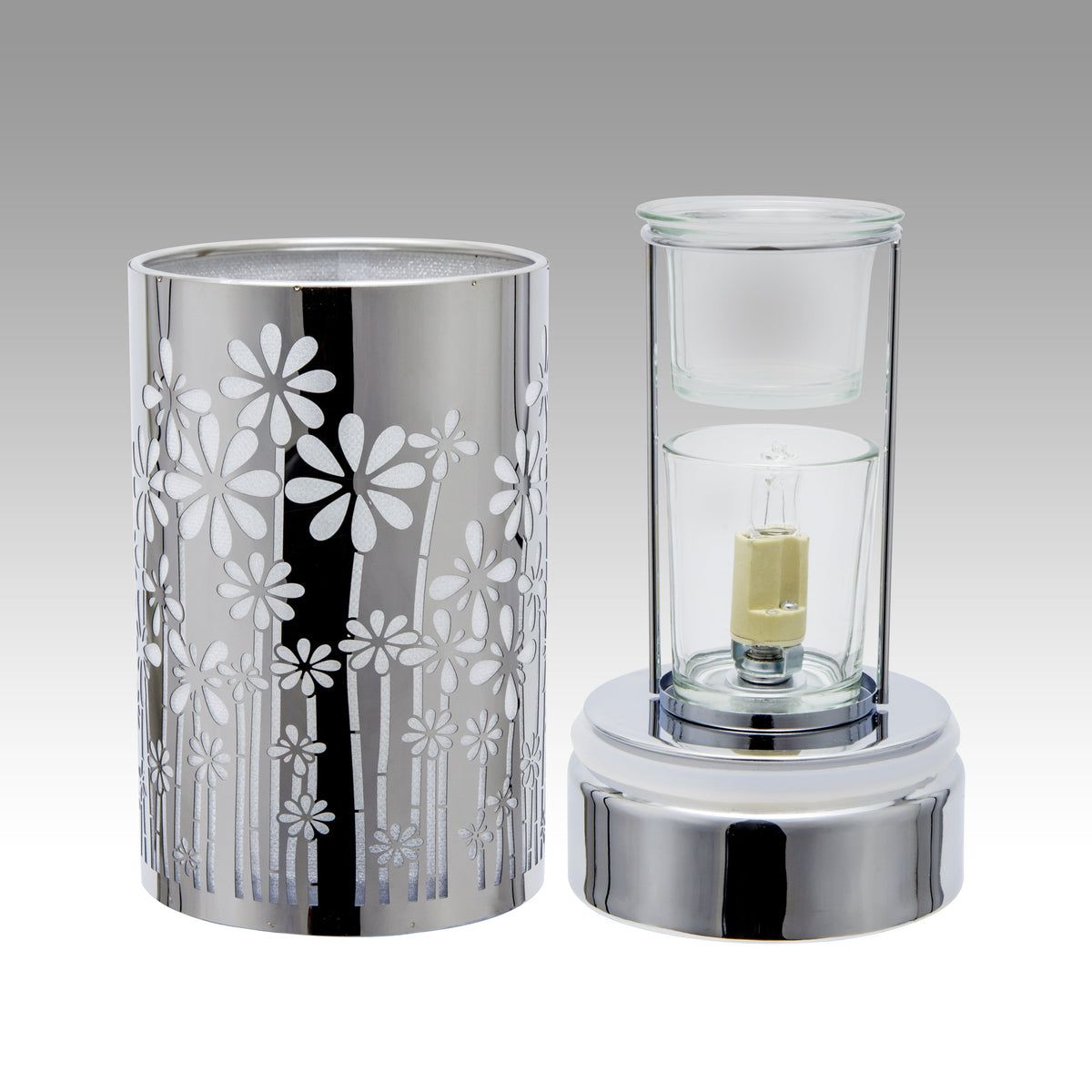 7" Touch Lamp-Fragrance Wax Melts Warmer -Electric Candle Essential Oil Burner-Metal Silver GardenTable Decor