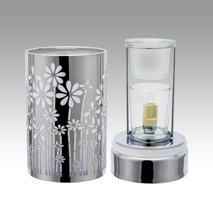 7" Touch Lamp-Fragrance Wax Melts Warmer -Electric Candle Essential Oil Burner-Metal Silver GardenTable Decor