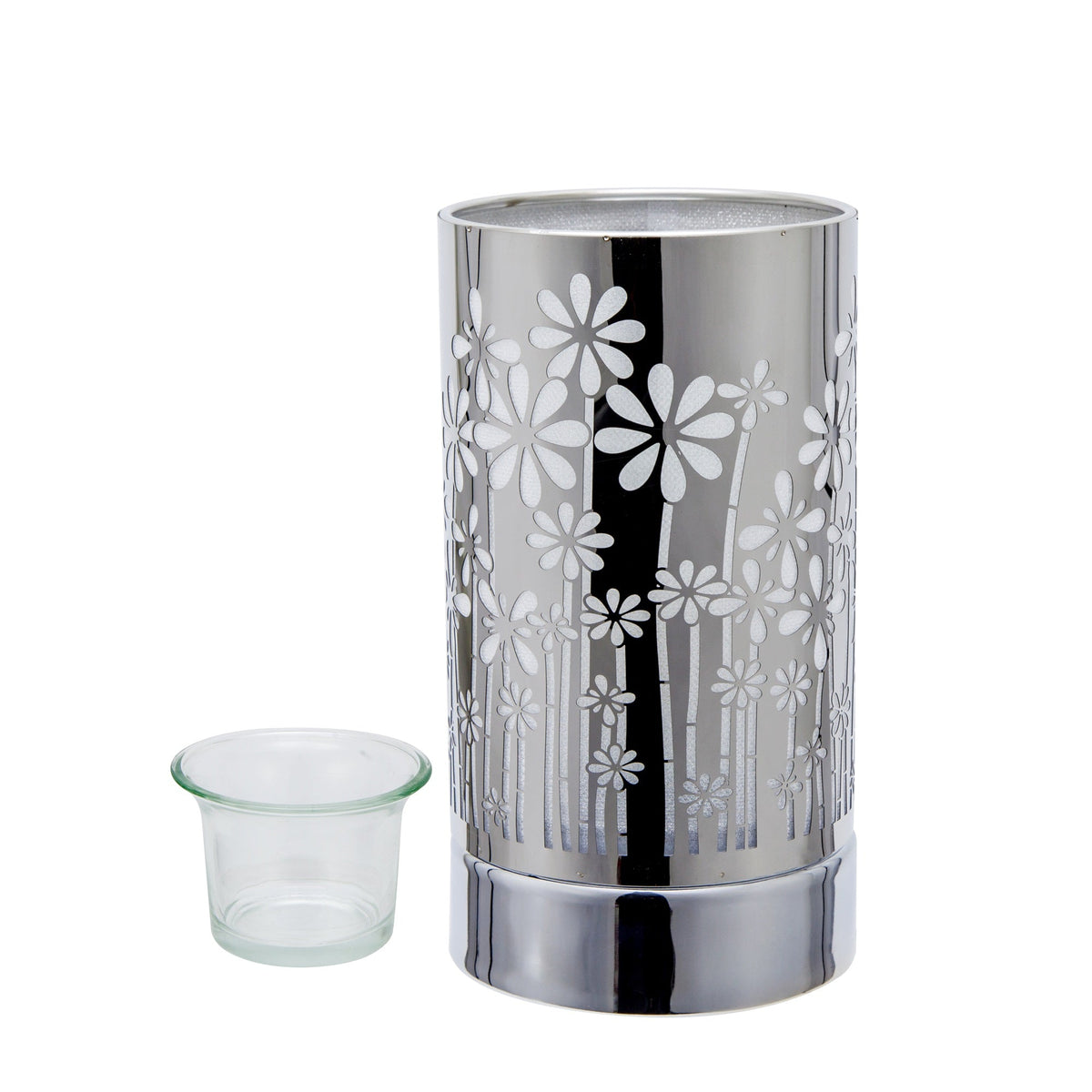7" Touch Lamp-Fragrance Wax Melts Warmer -Electric Candle Essential Oil Burner-Metal Silver GardenTable Decor
