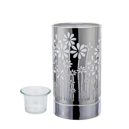 7" Touch Lamp-Fragrance Wax Melts Warmer -Electric Candle Essential Oil Burner-Metal Silver GardenTable Decor