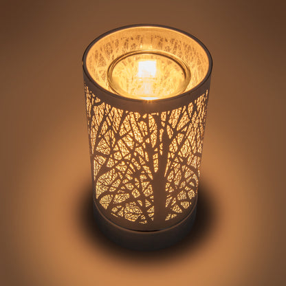 7" Touch Lamp-Fragrance Wax Melts Warmer -Electric Candle Essential Oil Burner-Metal Forest Table Decor