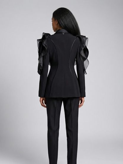 TRIBECA Architectural Ruffle Blazer | Luxury BYMANYC ® New York