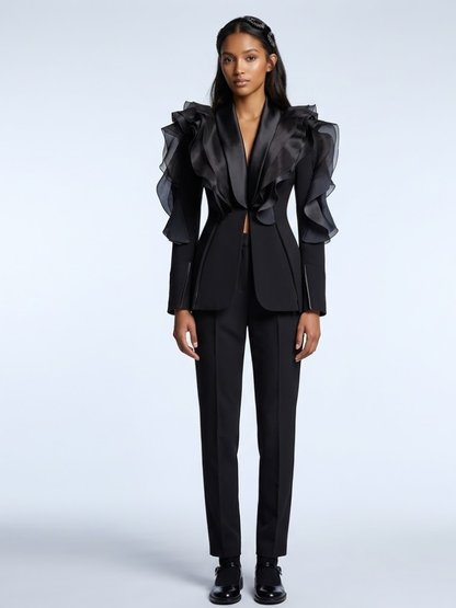 TRIBECA Architectural Ruffle Blazer | Luxury BYMANYC ® New York