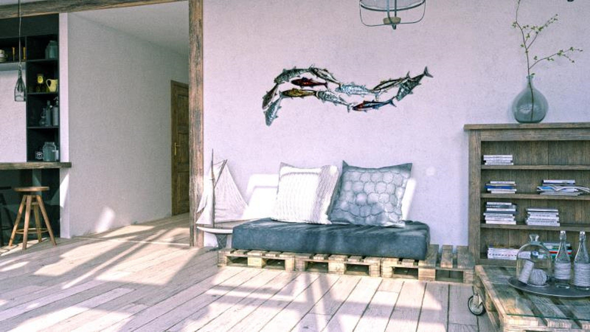Ocean Fish Metal Wall Art 48"x20"