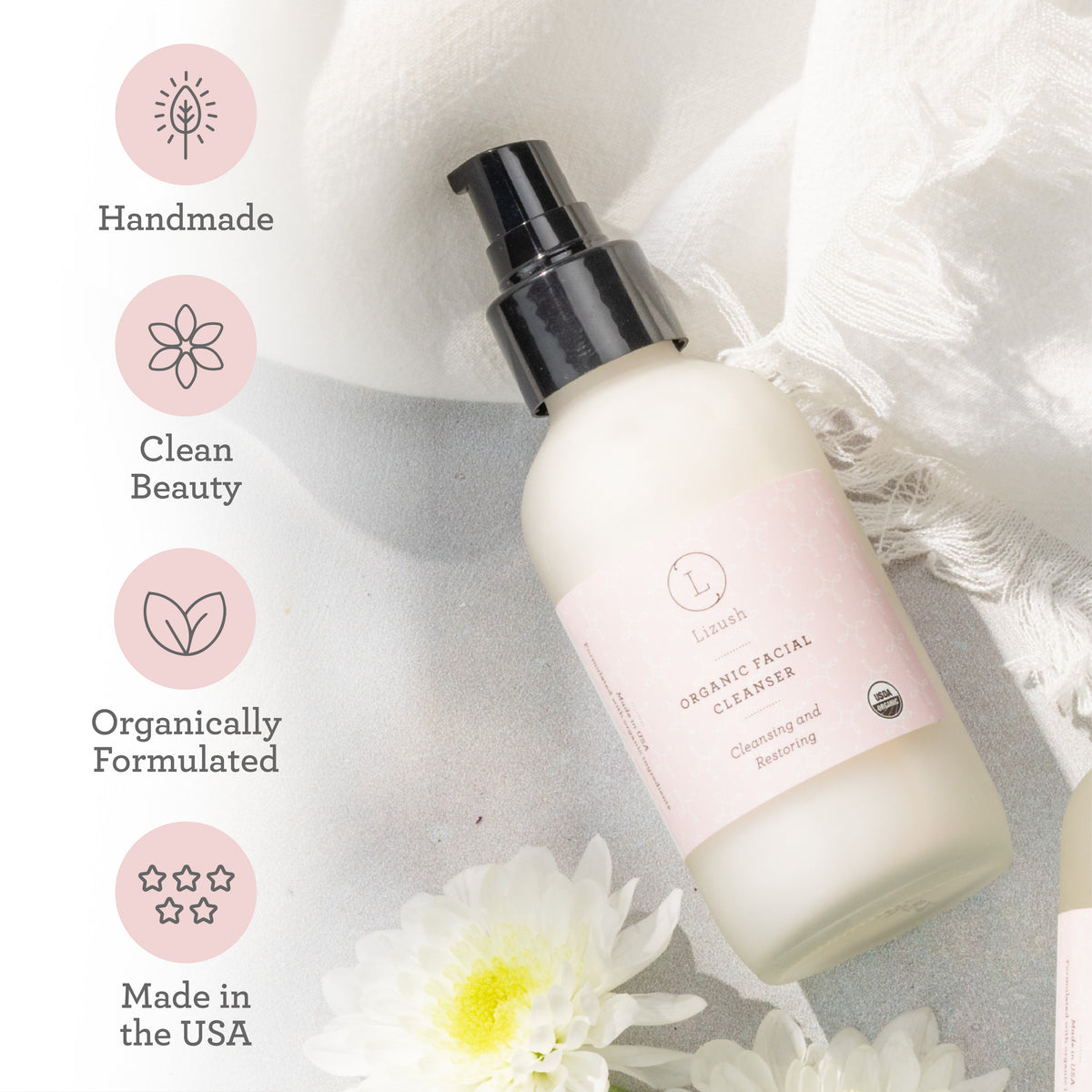 USDA Organic Facial Cleanser – Gentle Natural Face Wash