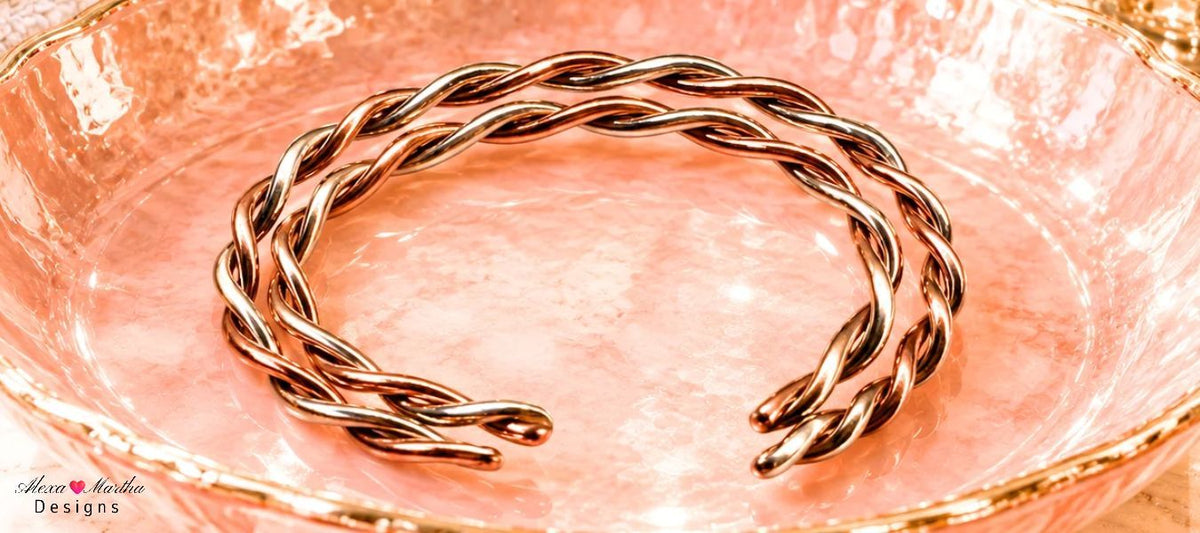 Twisted Copper & Silver Couples Cuff Bangle Set