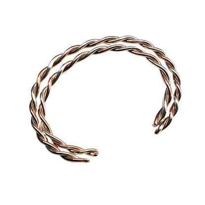 Twisted Copper & Silver Couples Cuff Bangle Set