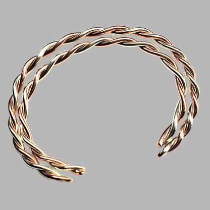 Twisted Copper & Silver Couples Cuff Bangle Set