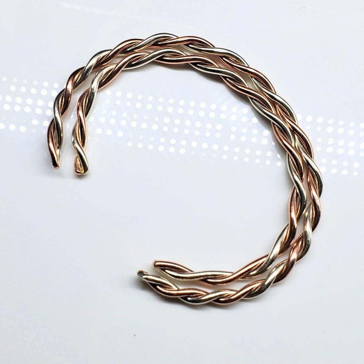 Twisted Copper & Silver Couples Cuff Bangle Set