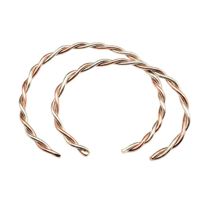 Twisted Copper & Silver Couples Cuff Bangle Set